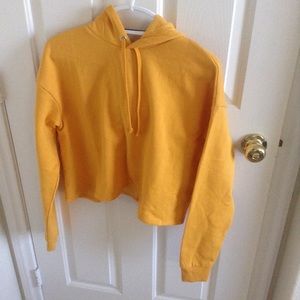 Yellow Cropped Hoodie